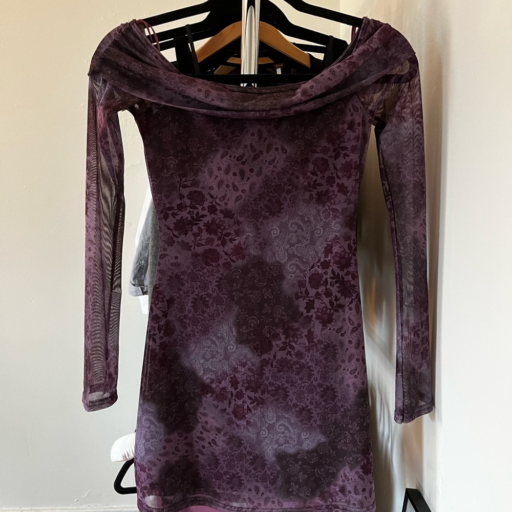 Urban Outfitters | Isla Off-The-Shoulder Mini Dress | Purple | XS